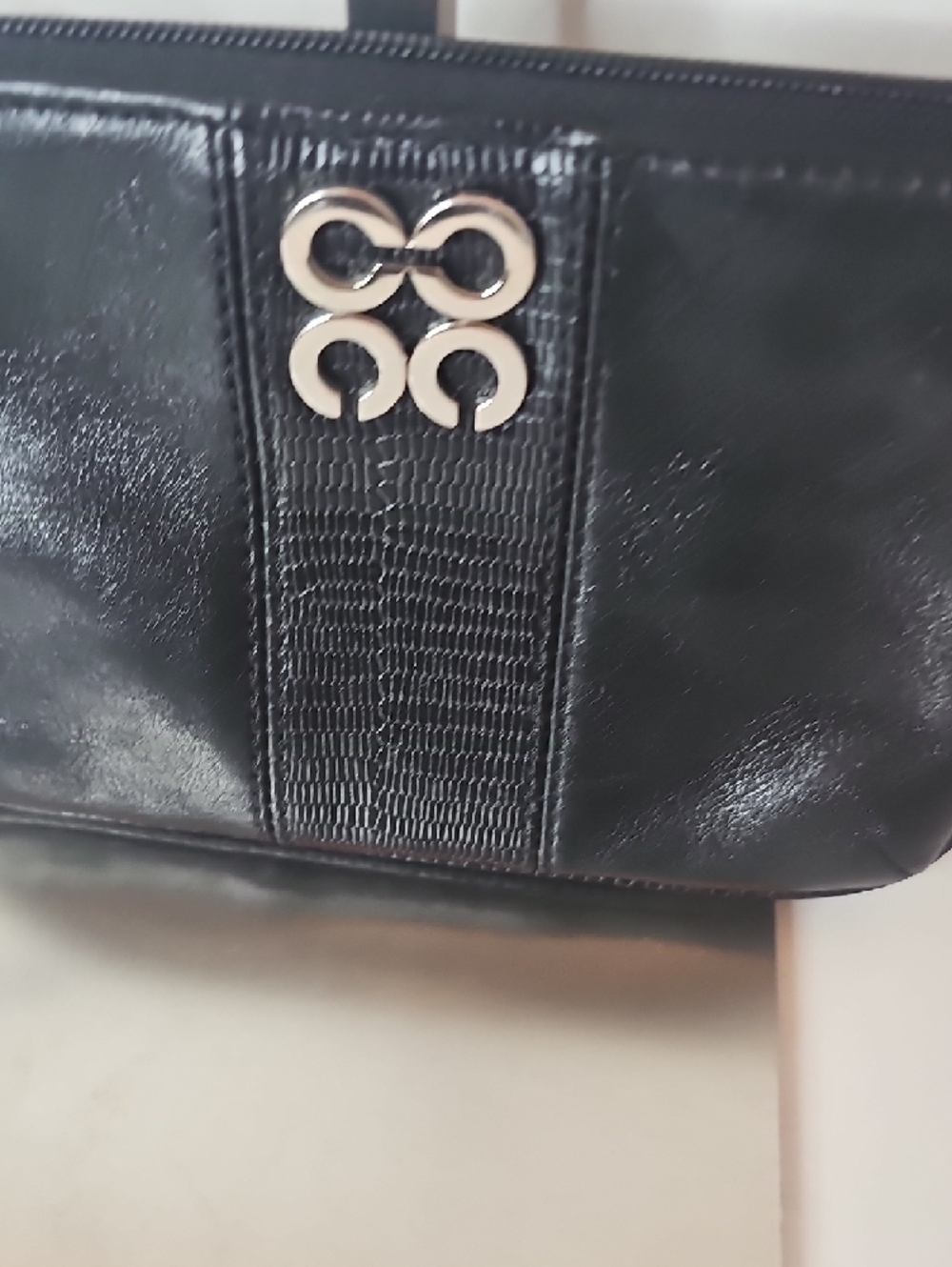 Coach Black Leather Wristlet Clutch with Silver Hardware - Picture 3 of 8